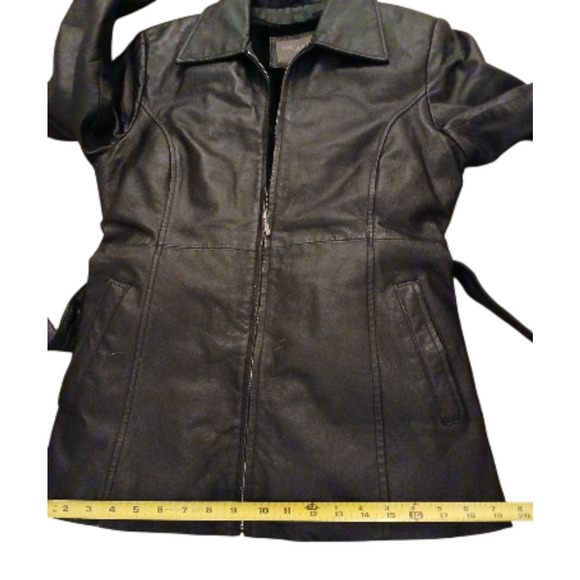 Oscar Piel Leather Jacket w Removable Liner Faux Fur Sz M Black Classic Preppy - Picture 11 of 16